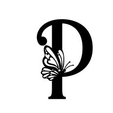 Letter P Monogram with Romantic Butterfly Accent