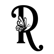 Elegant Monogram Letter R with Monarch Butterfly Accent