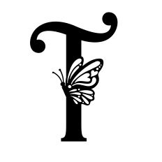 Letter T Monogram with Romantic Butterfly Design