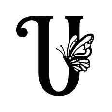 Letter U Monogram with Monarch Butterfly Embellishment