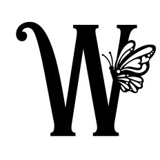 Letter W Monogram with Monarch Butterfly Embellishment