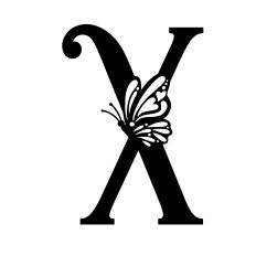 Letter X Monogram with Elegant Butterfly Accent