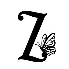 Elegant Monogram Letter Z with Monarch Butterfly Accent