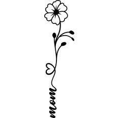 Word Mom with a wildflower and a heart
