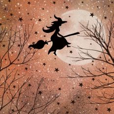 Rose Gold Glitter Halloween Witch Forest Background