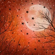 Orange Glitter Forest Background Pattern