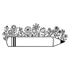 Wildflower Pencil Teacher Monogram