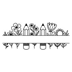 Floral Pencil Teacher Monogram Frame