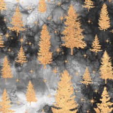 Black Alcohol Ink and Gold Glitter Christmas Tree Background