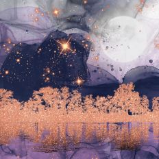 Purple Alcohol Ink Rose Gold Glitter Forest Background