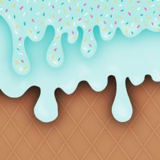 Mint Ice Cream Waffle Cone Hand Drawn Background Pattern