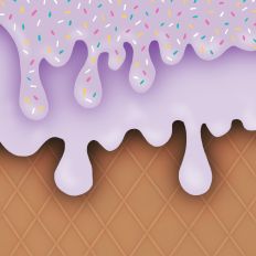 Lavender Ice Cream Waffle Cone Hand Drawn Background Pattern