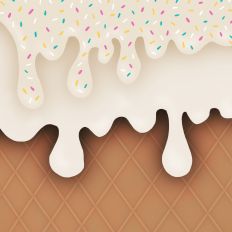 Vanilla Ice Cream Waffle Cone Hand Drawn Background Pattern