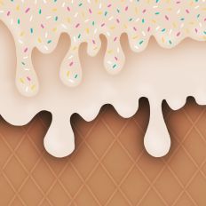 Butterscotch Ice Cream Waffle Cone Hand Drawn Background Pattern