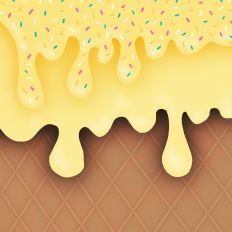 Lemon Ice Cream Waffle Cone Hand Drawn Background Pattern