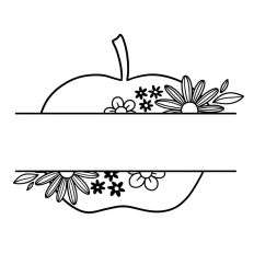 Floral Apple Teacher Monogram
