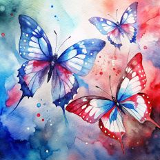 Watercolor American Butterflies Wallpaper Pattern