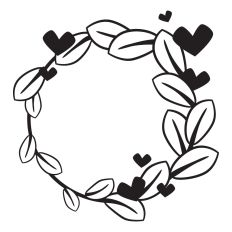 Leaves frame with hearts