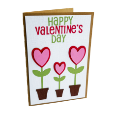 Happy Valentine's Day Potted Hearts 3D Card