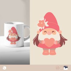 Valentine's Day Gnome Holding Heart Silhouette