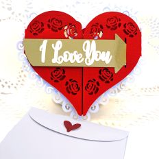 Valentine Heart Gatefold Card 3D SVG