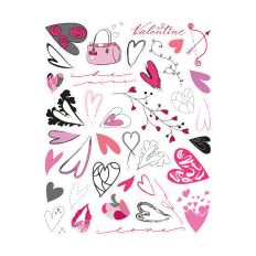 VALENTINES WORDS HEARTS ARROW BAG STICKERSHEET #2 40 STICKERS