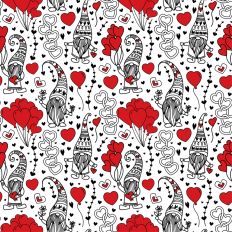Valentine gnome with heart balloons pattern