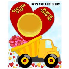 Construction Truck Valentine's Day Doh Party Favor Label Card