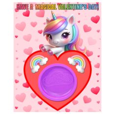 Valentine's Day Unicorn Doh Party Favor Label Card