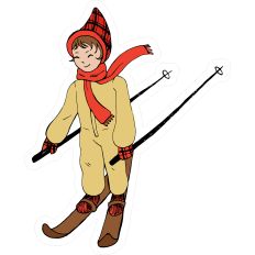 Vintage Kid Skiing Yellow