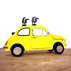 vintage car dogs card pop up