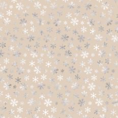 Vintage Cream and Silver Foiled Snowflake Background Pattern