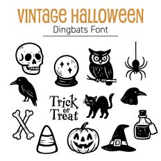Vintage Style Halloween Dingbat Font Set