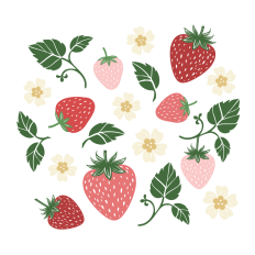 Vintage Strawberries, Flowers and Strawberries