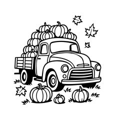 Vintage Fall Truck with Pumpkins