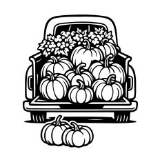 Vintage Fall Truck with Pumpkins