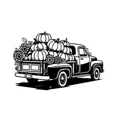 Vintage Fall Truck with Pumpkins