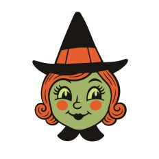 Spooky Retro Halloween Witch Face