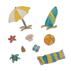 Watercolor Beach Life Stickers Printable