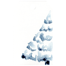 Watercolor Christmas Tag Snow Tree
