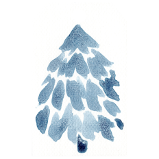 Watercolor Christmas Tag Snow Tree