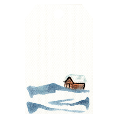 Watercolor Christmas Tag House