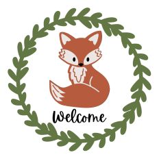 Cute Fall Fox Welcome Sign with Floral Wreath