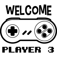 welcome player 3 lineart with joystick