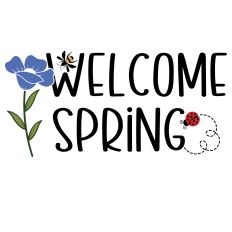 Welcome, spring, ladybug, bee flower