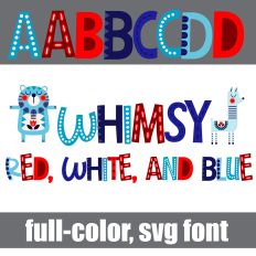 Whimsy Red, White and Blue Color Font