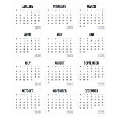 2026 Calendar Squares