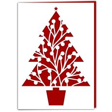 Wild Berry Branches Christmas Tree Card