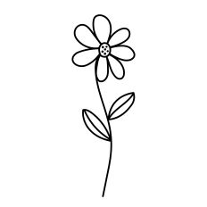 Hand-Drawn Wildflower Daisy SVG – Botanical Line Art Cut File for Silhouette Studio