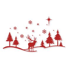 Christmas Scene with Reindeer SVG Cut File